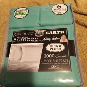 Sheet Set Teal King Bamboo Organic Earth 6 Piece Ultra Plush New